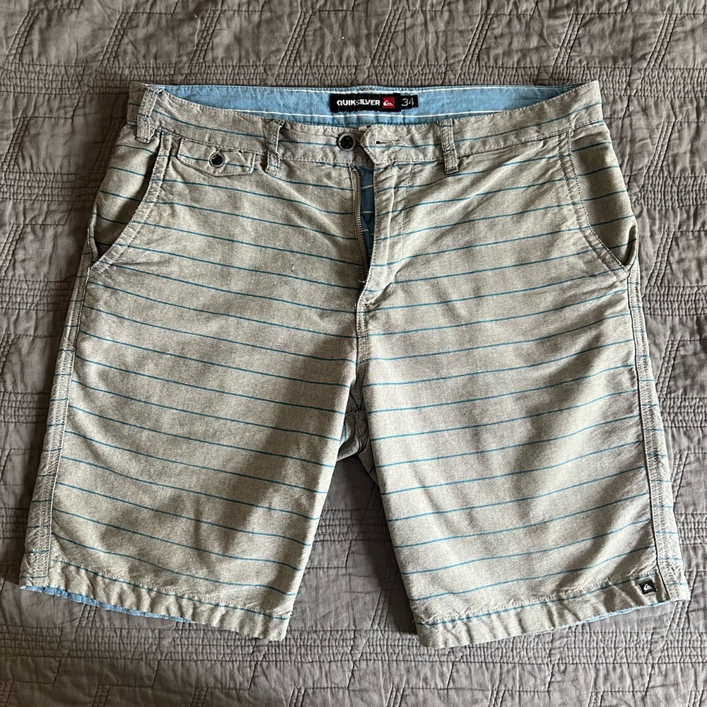 Quiksilver Gray and Blue Flat Front Shorts